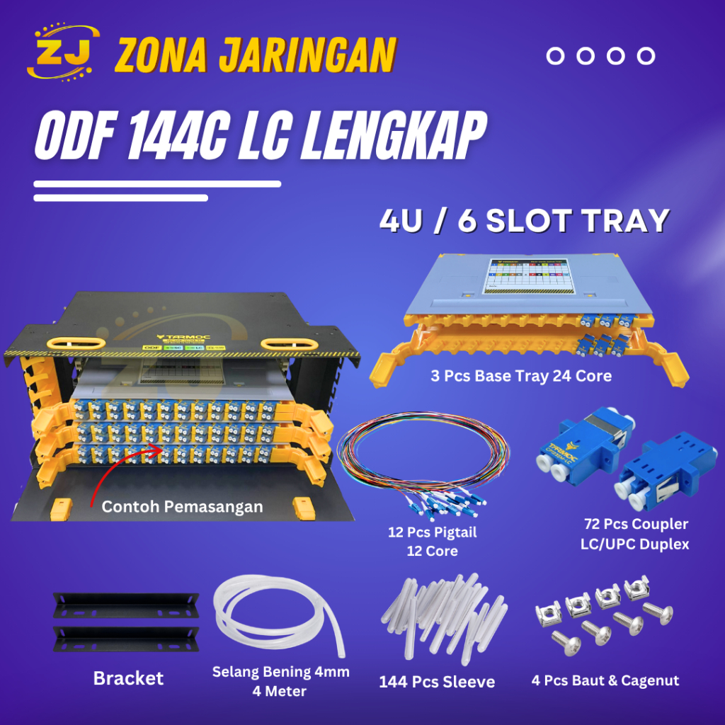Fiber Optic ODF 144 Core LC Lengkap Rackmount | ODF 144C LC