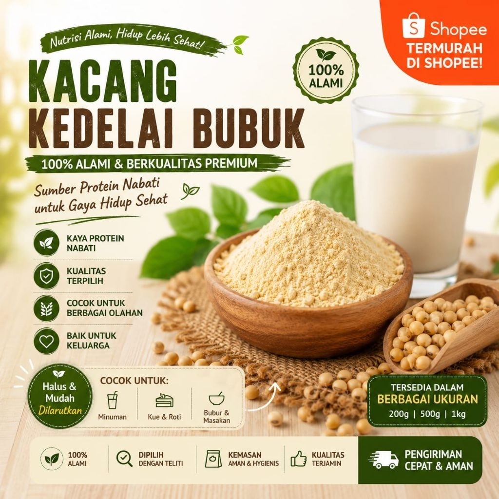 KACANG KEDELAI BUBUK - 1 KG - SOYBEAN POWDER - KEDELAI KUNING