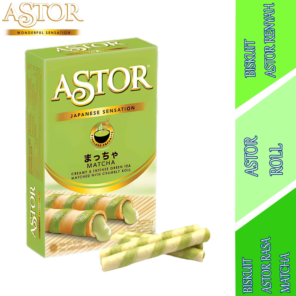 Wafer Astor Rasa Matcha - Astor Roll - Astor Wafer Renyah - 40gr