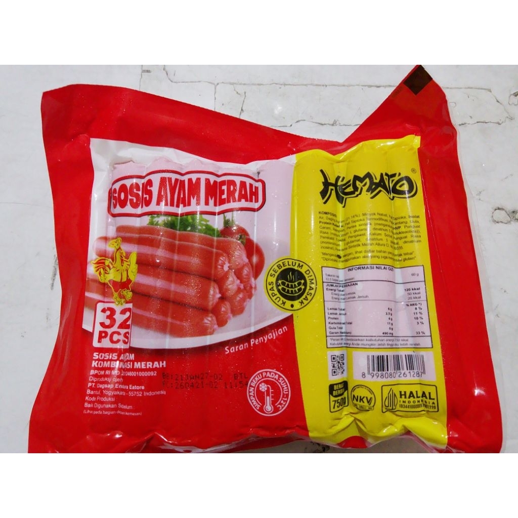 Hemato sosis Ayam merah isi 32s 750gr