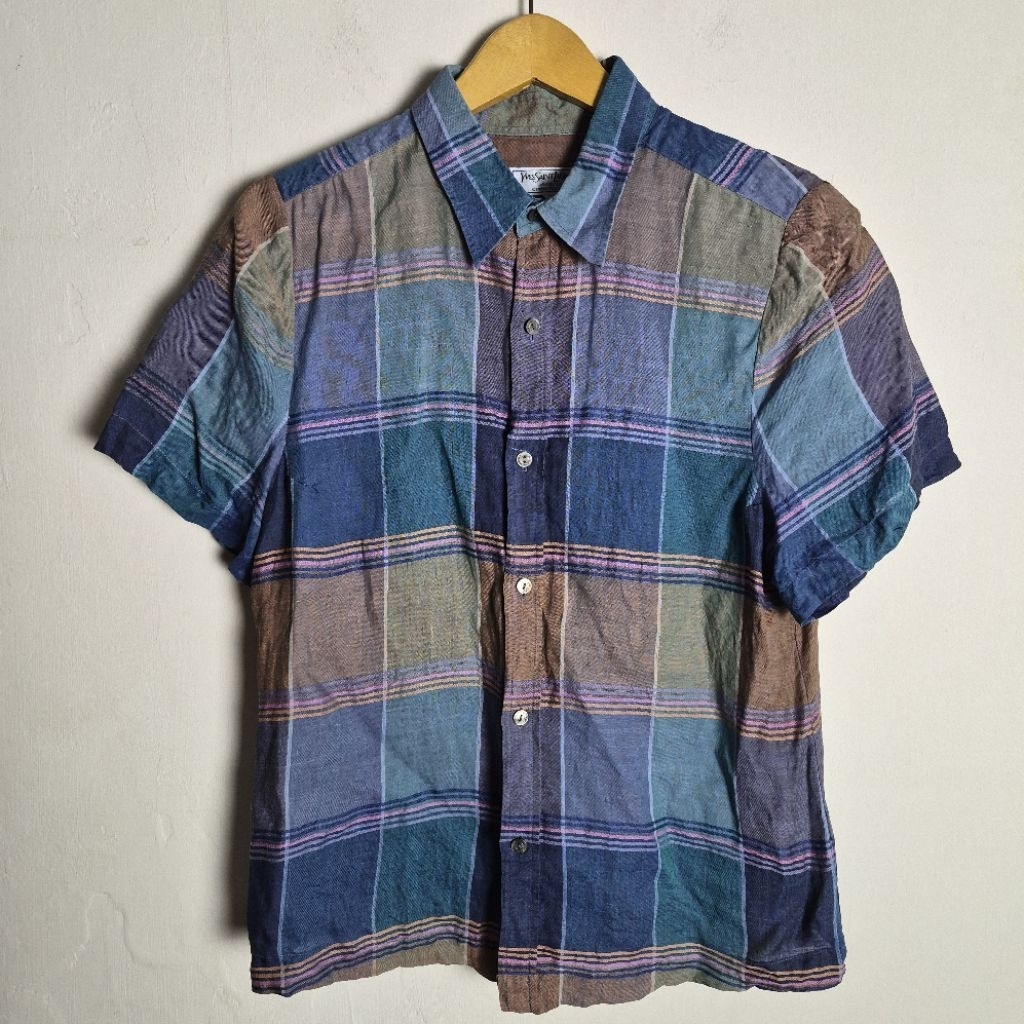 Yves Saint Laurent Vintage Linen Shortsleeve Kemeja Authentic