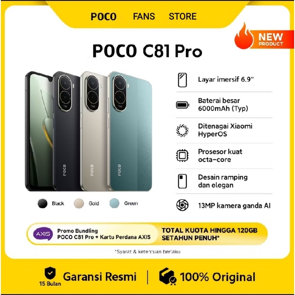 Poco C81 pro Ram 4+4*/128 Gb UFS 2.2 kencang Garansi Resmi Xiaomi Indonesia