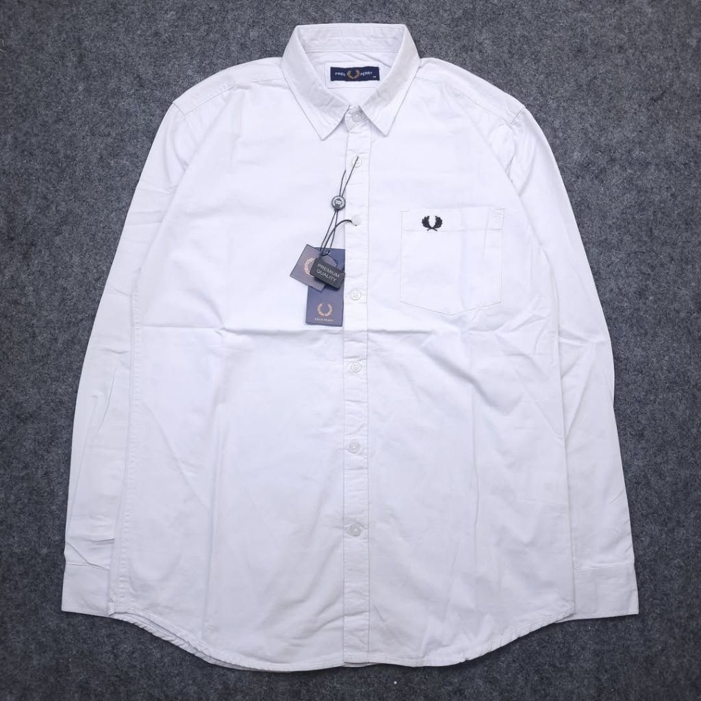 Kemeja Kantor Putih Polos Pria Lengan Panjang Fred Perry FPP0026