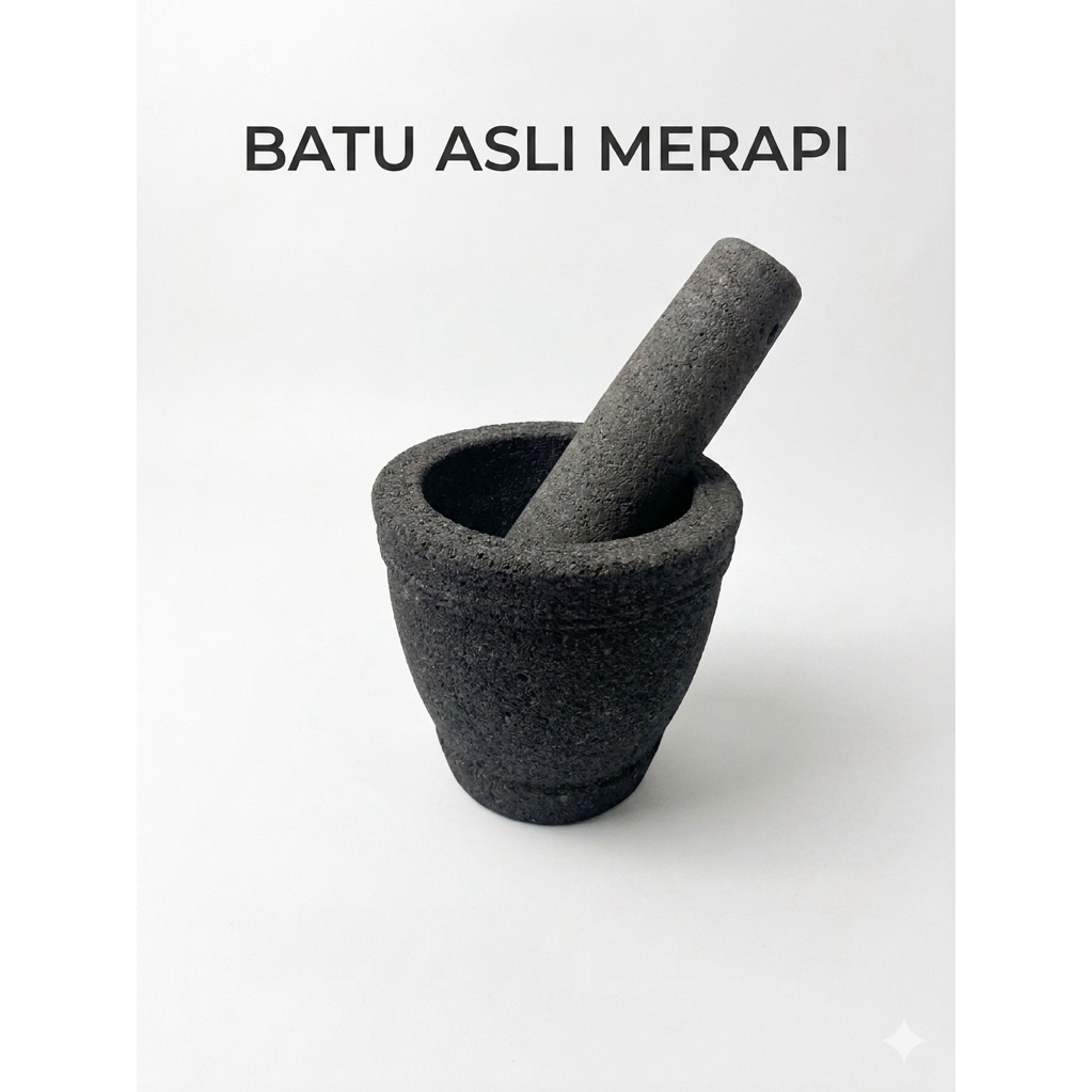 Lumpang Batu Mini Sidomuncul Asli Merapi + Ulekan Alu - Lesung Batu
