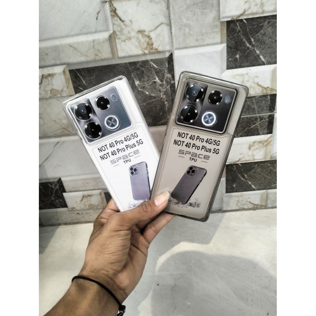 Case Space INFINIX NOT 40 PRO 4G/5G / NOT 40 PRO PLUS 5G Softcase Clear Bening Hitam TPU Transparan 
