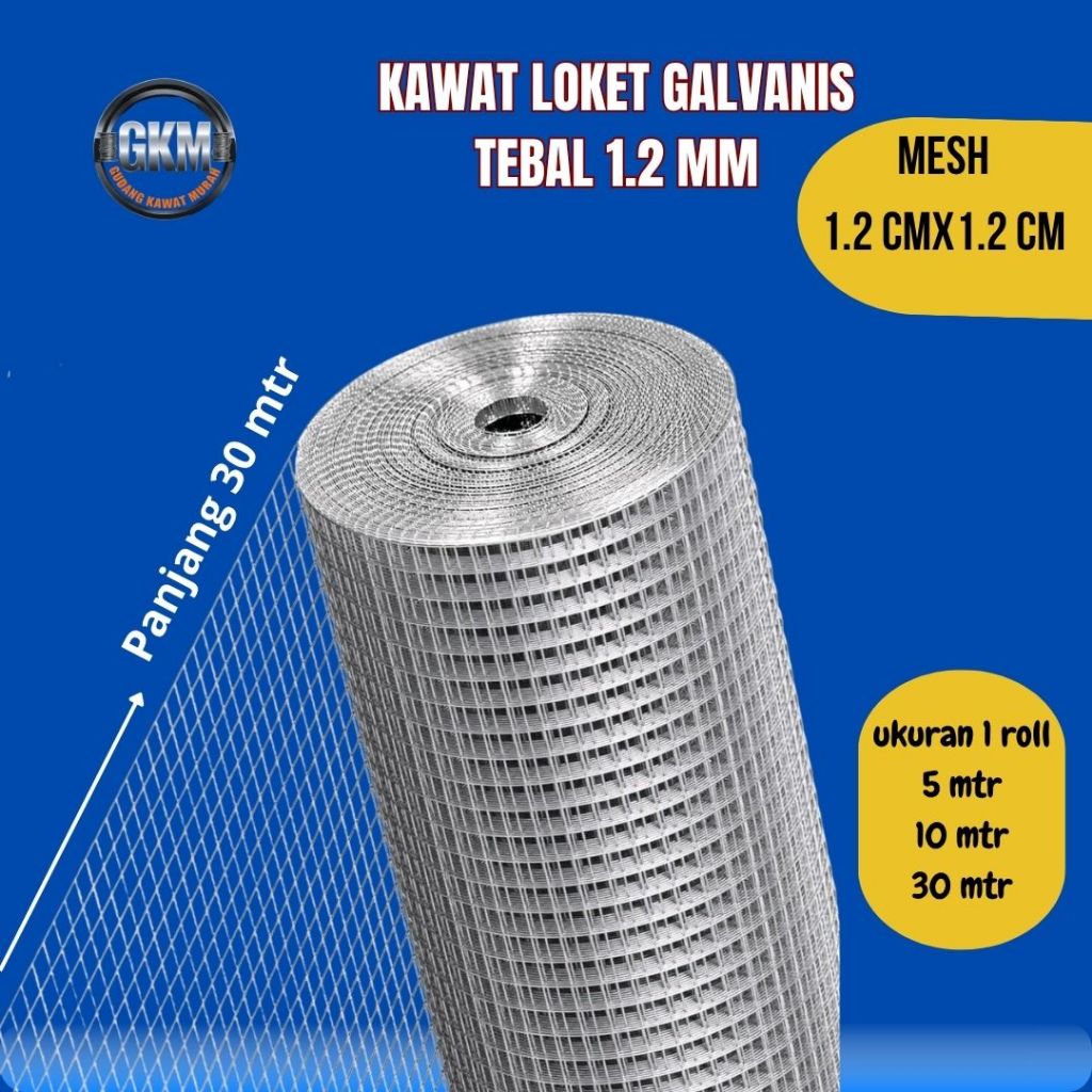 Kawat Loket Galvanis tebal 1,2mm lubang 12x12mm Anti karat lubang rapat,kokoh,Harga Murah