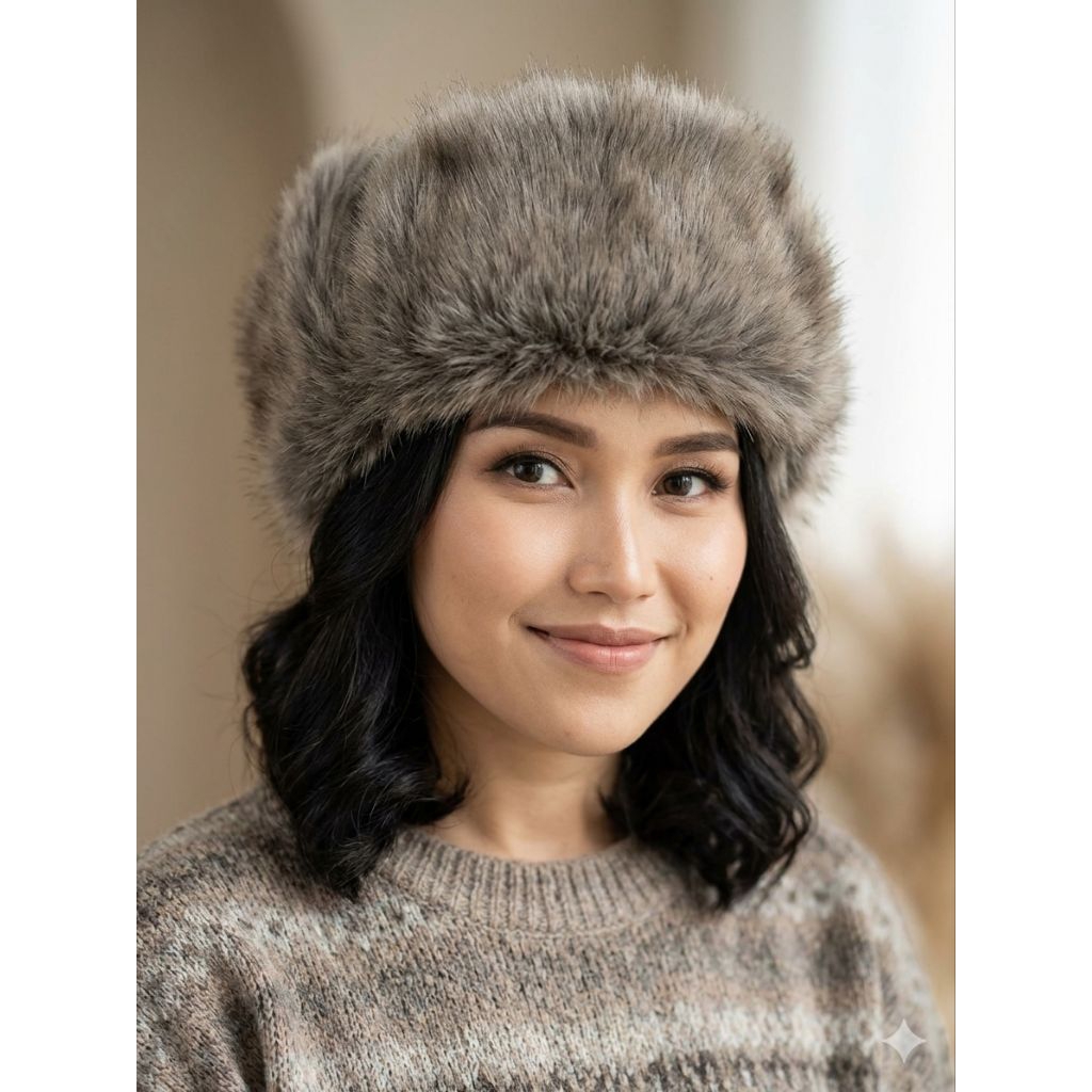 Topi Bulu Pria Wanita Winter Faux Fur Hat Premium Hangat Fashion Korea Kupluk Musim Dingin