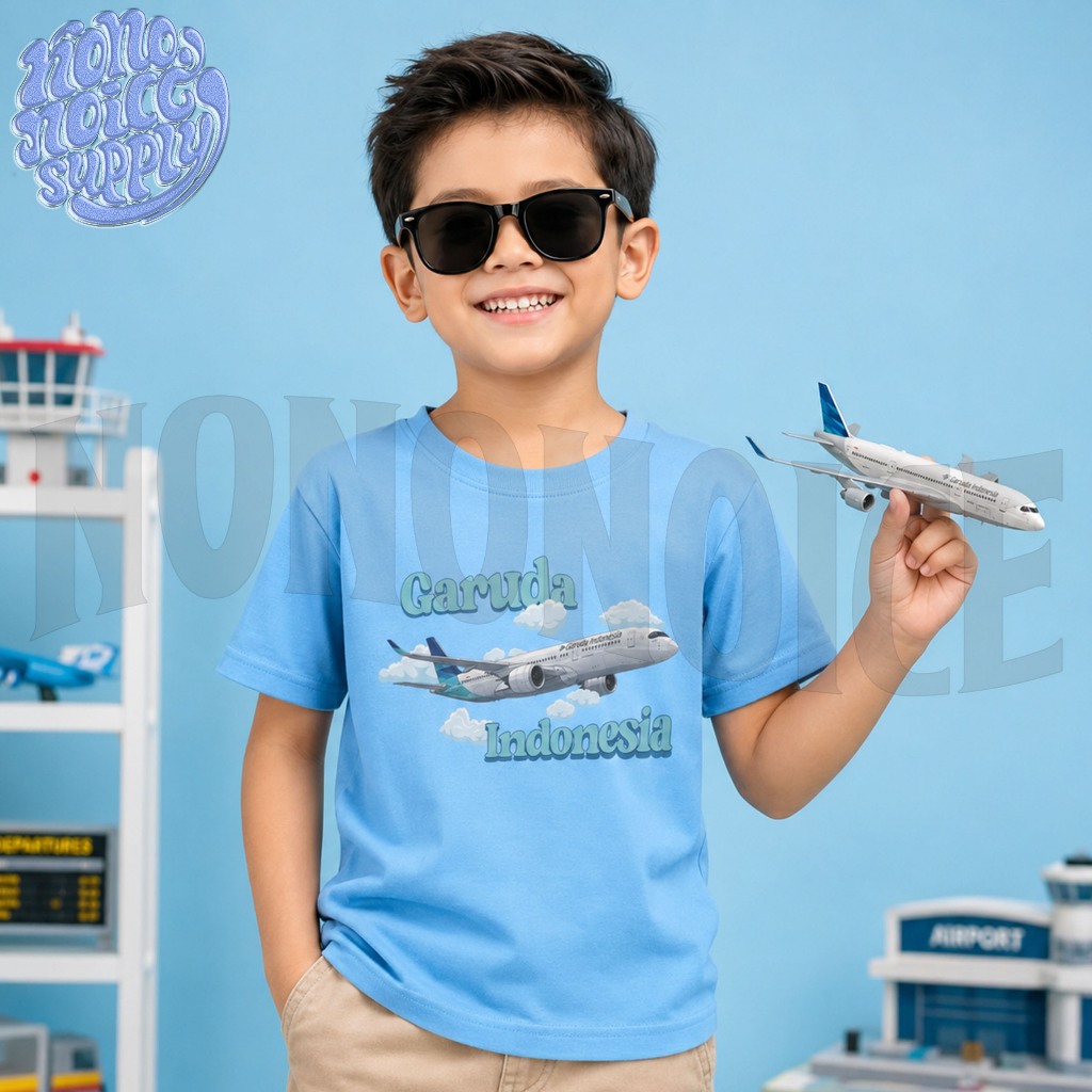 Kaos Anak Pesawat Garuda Indonesia / Atasan Baju Anak Motif Garuda Indonesia Pesawat