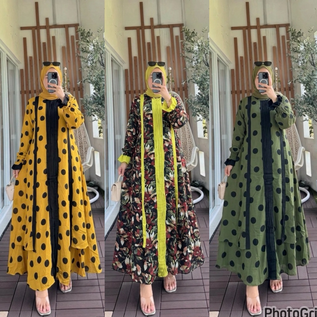 GAMIS SABYAN AMANDA BOUTIQUE CERUTY BABYDOLL LIPIT /GAMIS LEBARAN/GAMIS ORI/GAMIS TERBARU