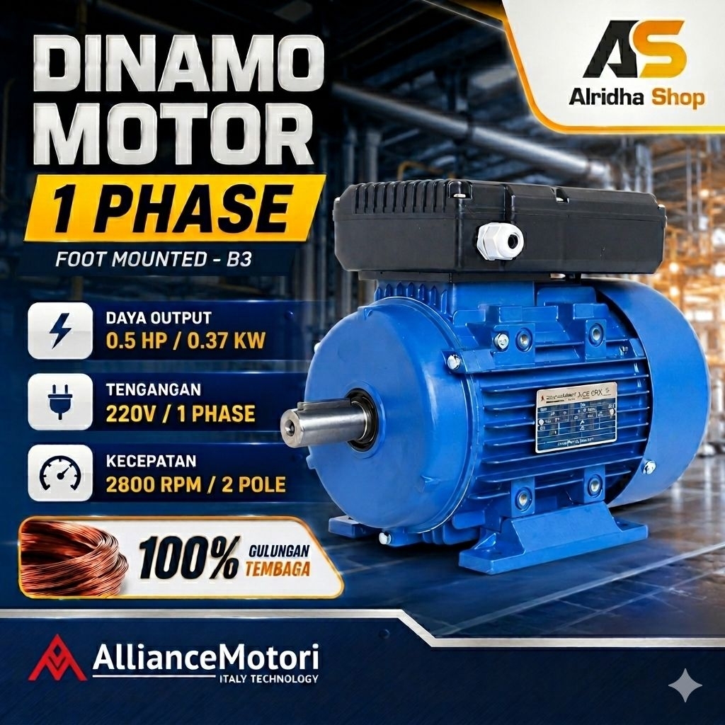 Dinamo Alliance 0.5 HP 1 Phase 2800 Rpm Dinamo Elektro Motor 0,5 HP