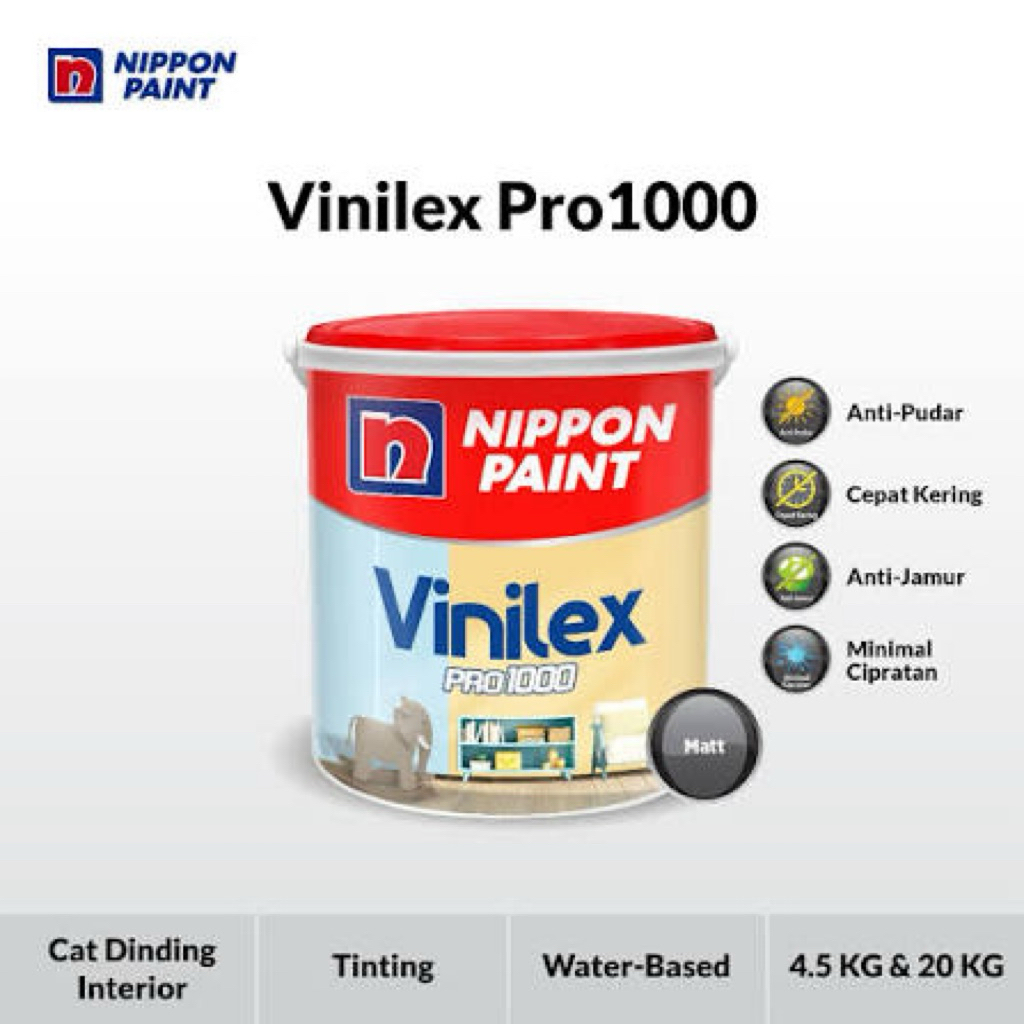 Sienashop_ Nippon Paints Vinilex Pro 1000 Tinting - 20 Kg, Cat Tembok Vinilex Pro 1000 - 20 Kg