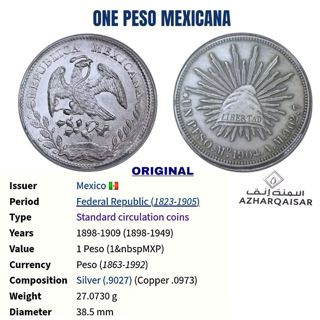 Koin Silver One Peso Mexicana 1989 1992 Koleksi koin perak Mexicana