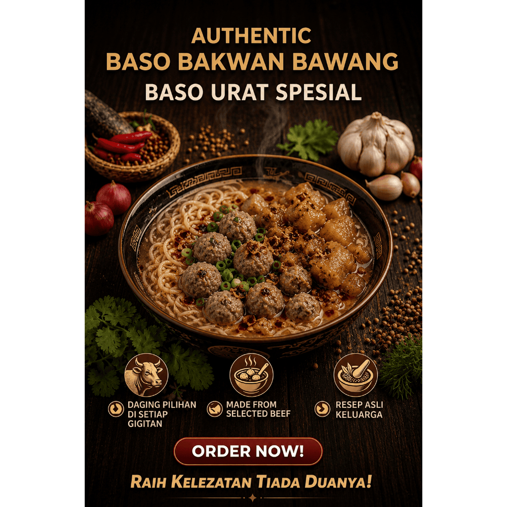 Bakso Bakwan Bawang Khas Malang & Baso Urat Sapi - Baso Urat Sapi Asli Tekstur Kasar Frozen Higienis