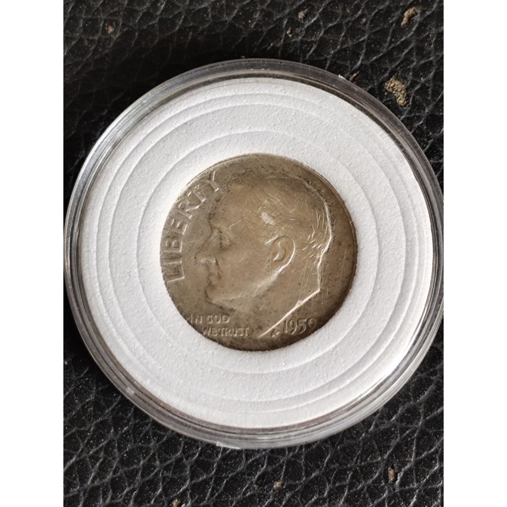 koin perak kuno liberty roosevelt one dime 1959 D