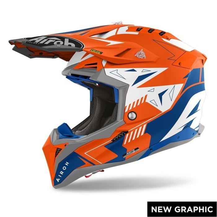 AIROH AVIATOR 3 SPIN ORANGE FLUO MATT ORIGINAL HELM AIROH AVIATOR 3 MOTOCROSS TRAIL
