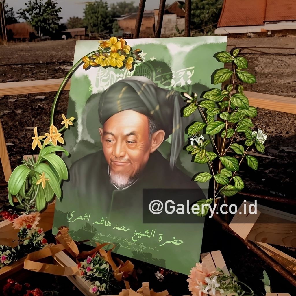 Lukisan KH Hasyim Asy'ari di Papan MDF 30x40 Poster Ulama dan Habaib Hiasan Dinding Kyai NU Pendiri 