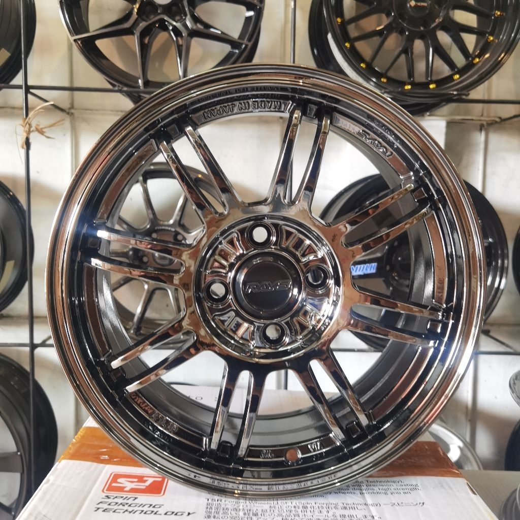 Velg Rays Rpf1 Ring 15 Lubang 4x100 Black Chrome