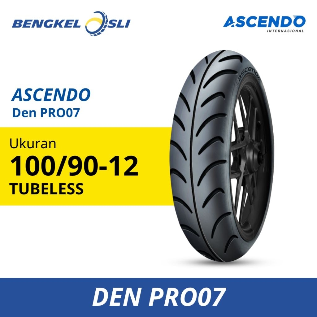 Ban Motor Scooter ASCENDO DEN PRO07 Ring 12 100/90-12 Tubeless (TL)