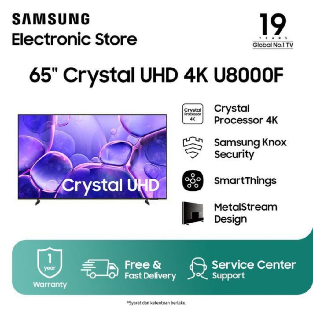 TV SAMSUNG 65INCH SMART TV CRYSTAL UHD 4K 65U8000F TV SAMSUNG 65 INCH 65 U8000F SMART TV SAMSUNG