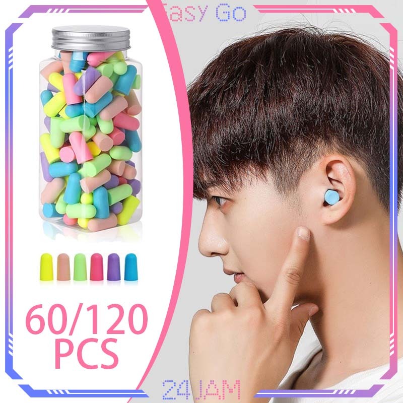 Isi 120pcs Earplug Anti Bising Ear Plug Tidur Earplug Foam Noise Reduction Sleeping Earplug Penutup 
