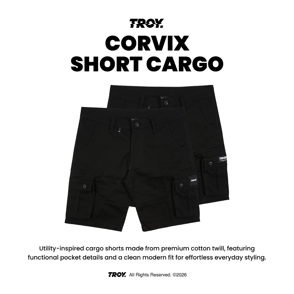 Troy Company Short Cargo Corvix Black - Celana Pendek Kargo Hitam CCTS 3619