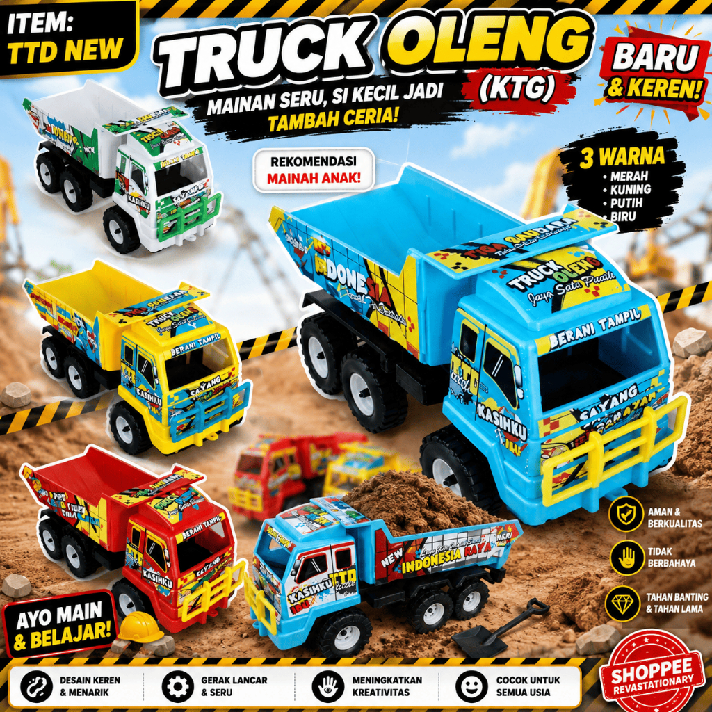 BISA COD Mainan Truk Dump Anak Truck Oleng KTG TTD NEW Plastik Besar Bak Angkat Main Pasir Terlaris 