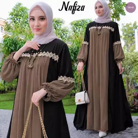 Gamis renda nafisa dress crinkle airflow anggun terlaris Kondangan Simple