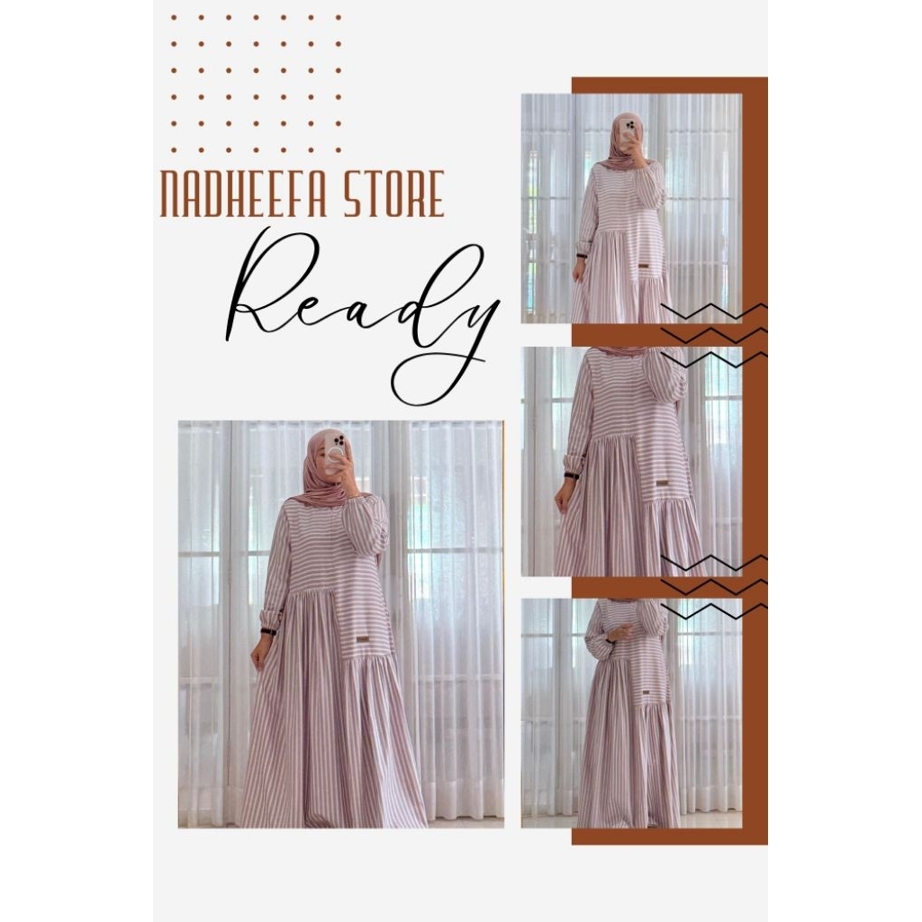 NADHEEFA STORE GAMIS KATUN TWILL MEI SERIES REMPEL SALUR BABY PINK