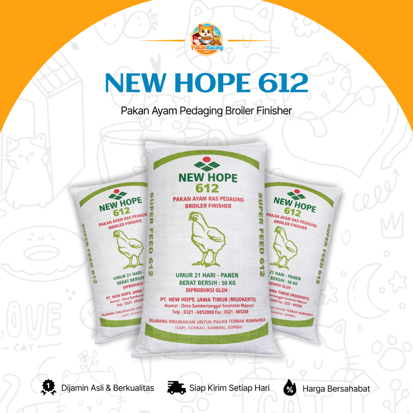 New Hope 612 - Pakan Ayam Ras Pedaging (Broiler) – Masa Akhir (Finisher) | 20KG-50KG | PakanKucingCo