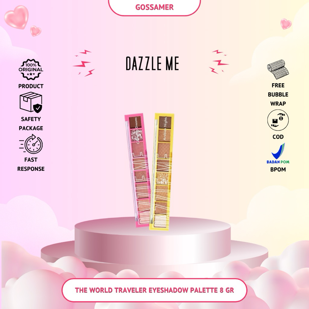 DAZZLE ME - THE WORLD TRAVELER EYESHADOW PALETTE 8 GR 8 WARNA NATURAL MATTE SATIN GLITTER HIGH PIGME