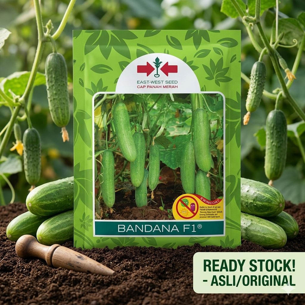 Benih Timun BANDANA F1 Cap Panah Merah - Mentimun Hibrida Tahan Virus & Gummy Stem Blight