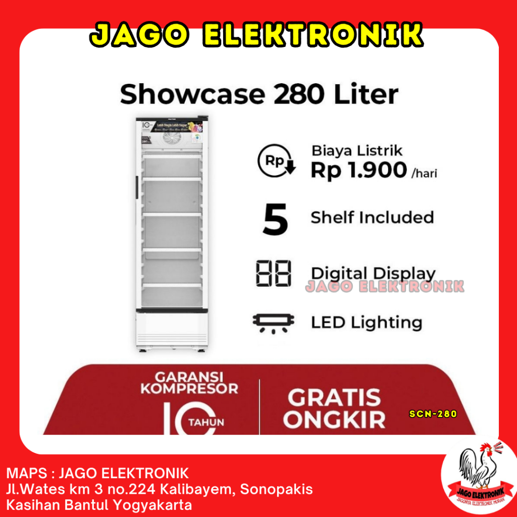 INSTANT SHOWCASE POLYTRON 5 RAK KAPASITAS 280L SCN-280