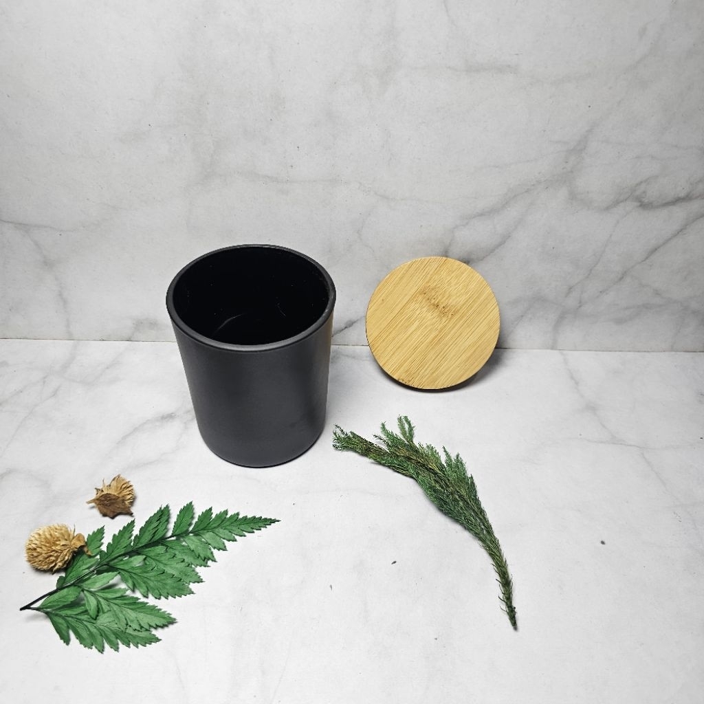 Gelas DIY lilin mug keramik hitam Doff dop matte toples lilin wax candle