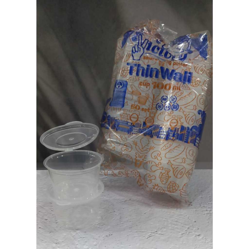 Cup Saus Suapi / victory / Cup Sambal 75ml dan 100ml/ Tempat sambal plus tutup sambung