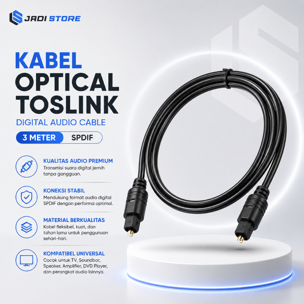 Kabel Cable Audio Optic Optik SPDIF Toslink Panjang 1M 3M 1 3 Meter M Kabel Cable Kable Optik Audio 