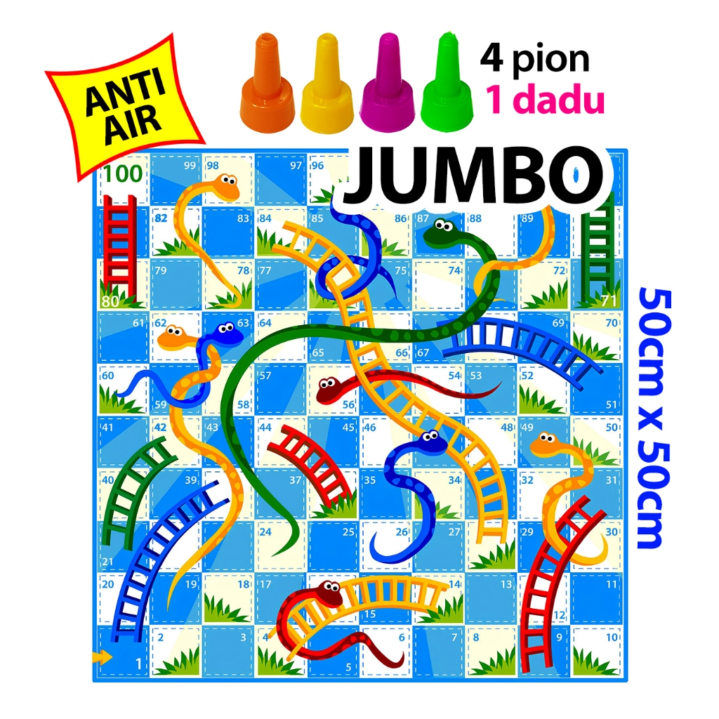 Mainan Edukasi Ular Tangga Jumbo Besar Anti Air Anti Luntur