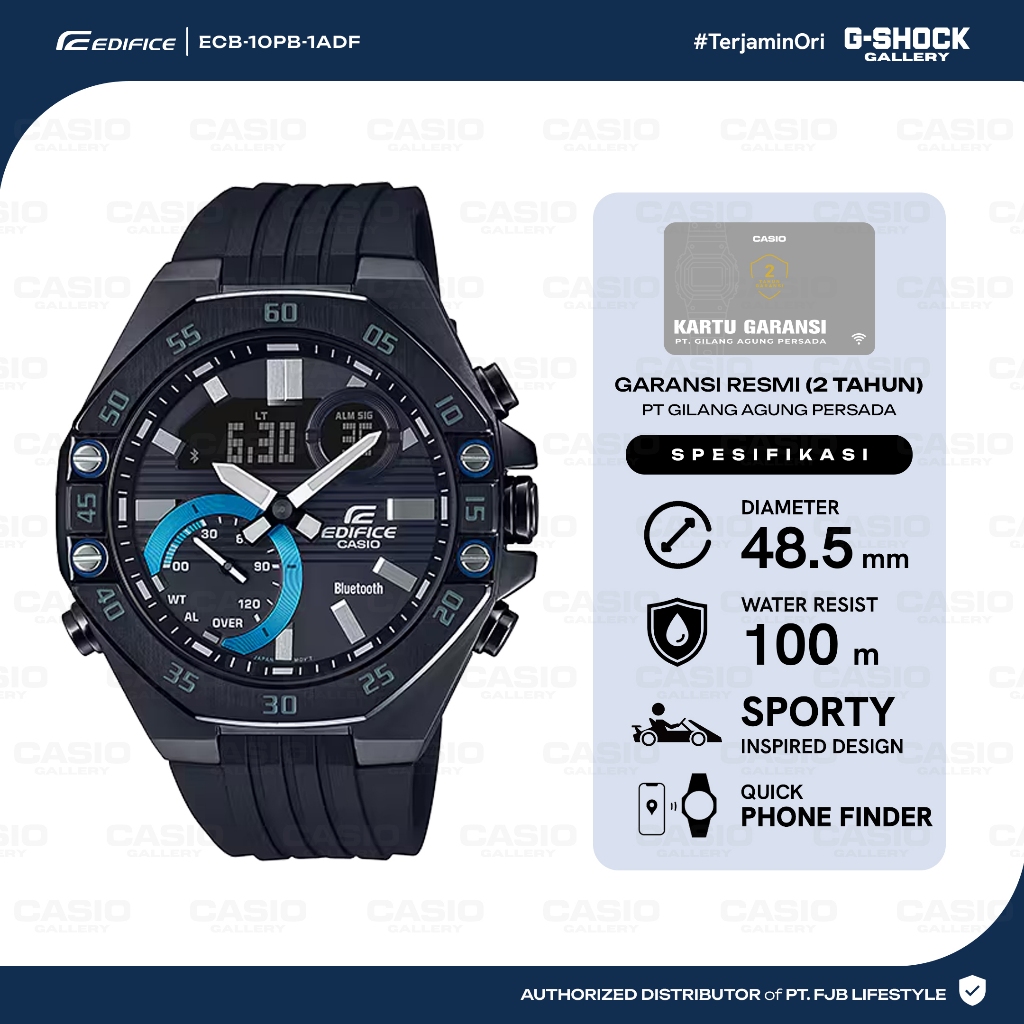 Casio Jam Tangan Original Pria Edifice ECB-10PB-1ADF Analog Digital