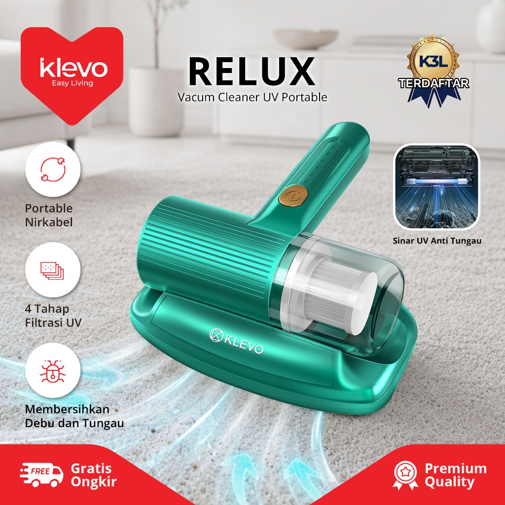 KLEVO Relux Vacum Cleaner Karpet Portable Penyedot Debu Kasur dan karpet Anti Tungau
