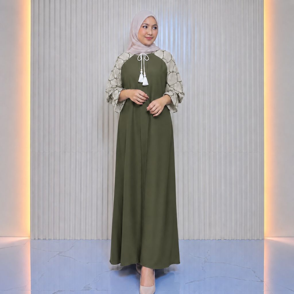 GAMIS ETNIK MOTIF SONGKET KEKINIAN dress wanita muslim bahan rayon premium busui frendly