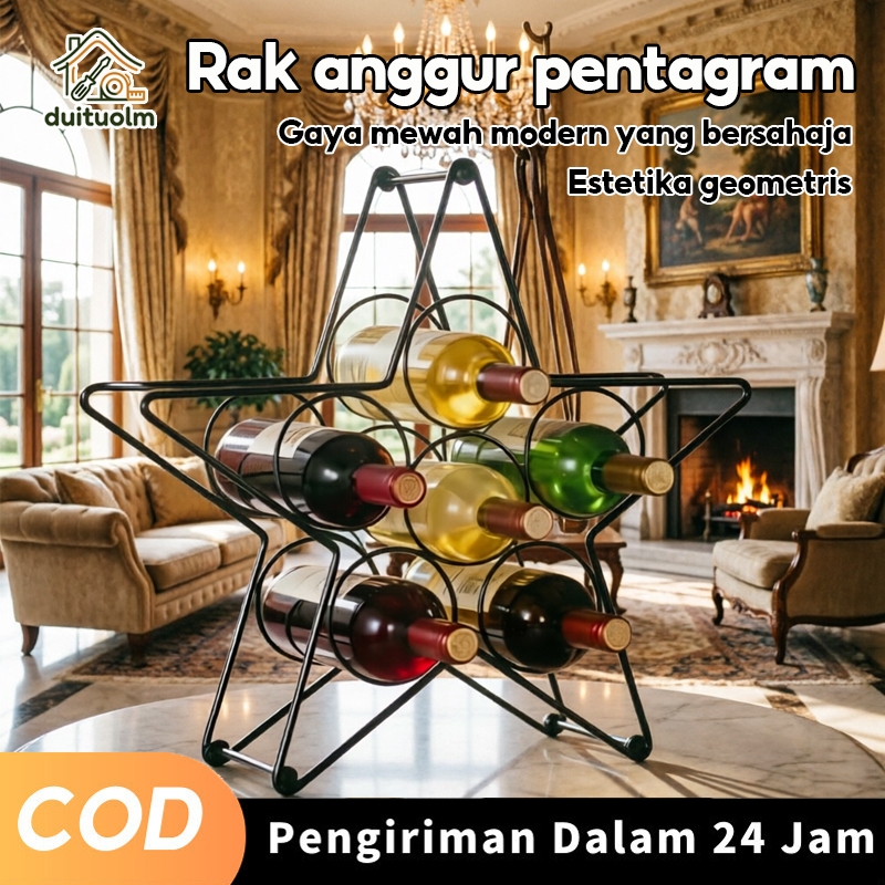 duituolm 56cm*56cm Beruang Kreatif Anggur Merah Bintang Tempat Botol Anggur Tempat Botol Minuman