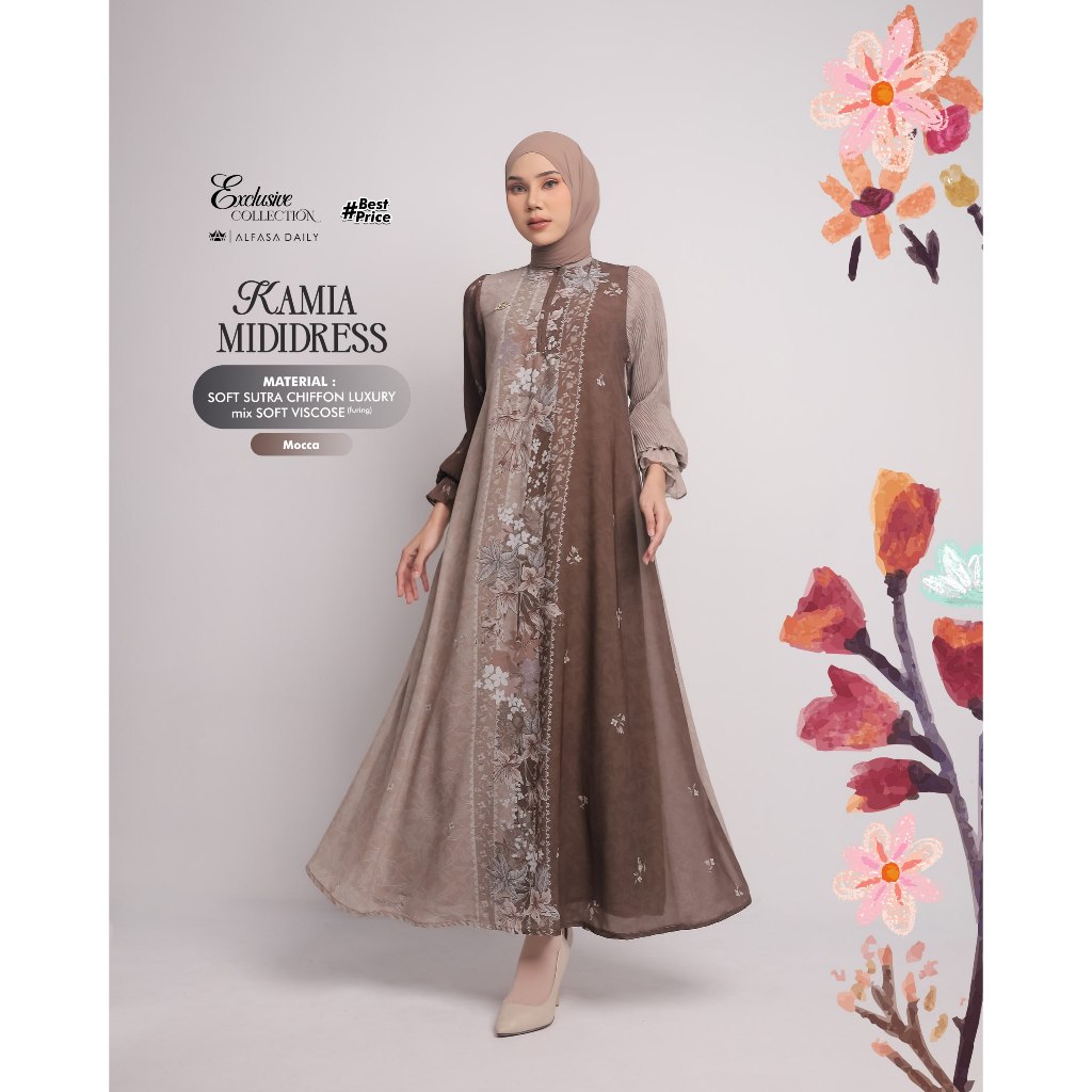 GAMIS KONDANGAN PREMIUM KAMIA MIDI DRESS EXCLUSIVE COLLECTION - ALFASA DAILY