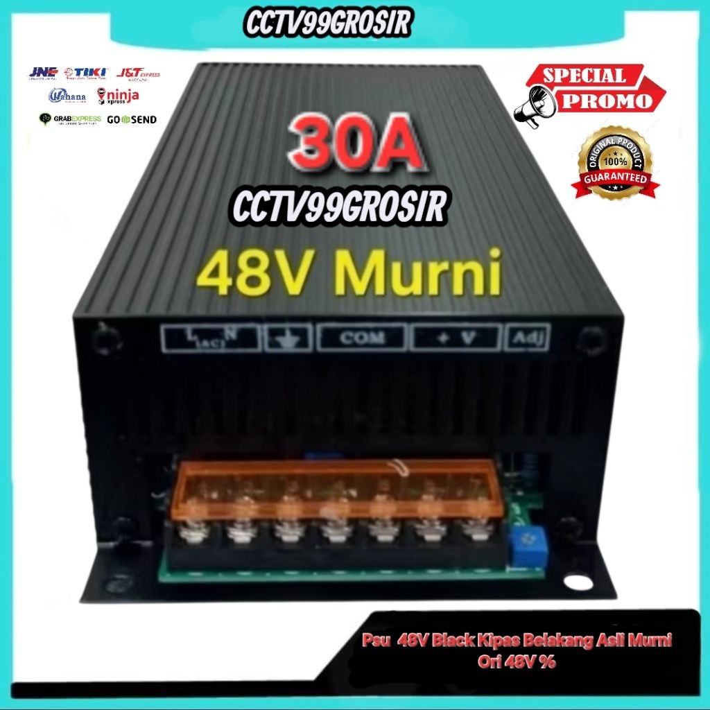 PSU 48V 30A Body Besar Full Black Power Supply Switching 48V 30A Fan
