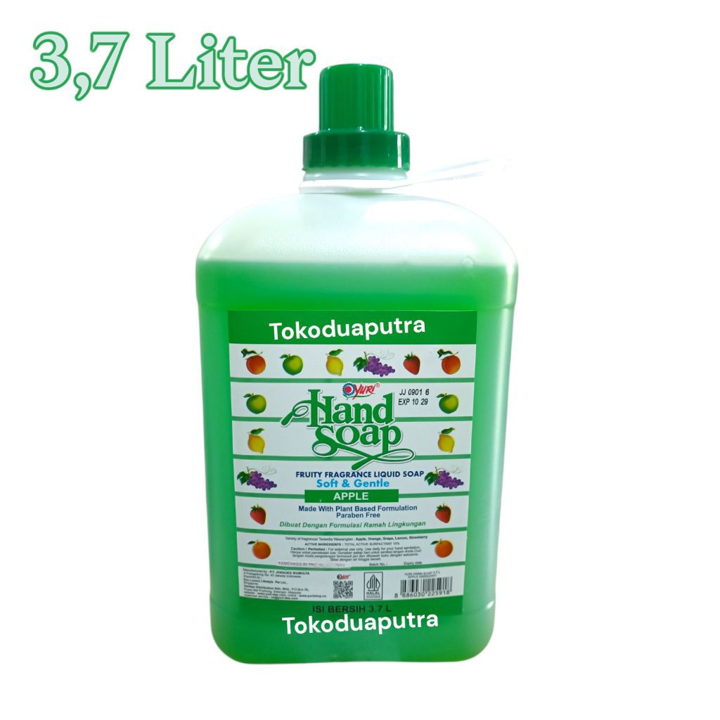 Yuri Hand Soap Sabun Cuci Tangan 3,7 Liter Apple ( Hijau) /Hand soap Yuri Apple 3,7 Liter