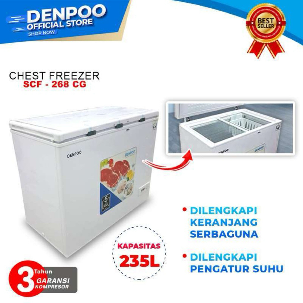 DENPOO CHEST FREZER SCF-205CG (155 LITER)| SCF-268 CG(212 LITER)