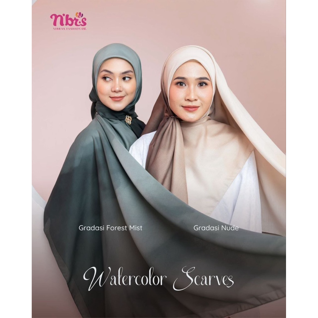 Watercolor Scarves Gradasi || Hijab Segi empat Gradasi || Hijab Paris || Hijab motif || Hijab Gradas