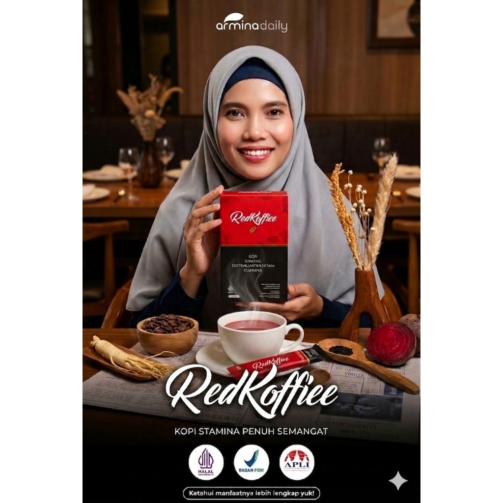 RED KOFFIEE, Kopi extract Ginseng & Guarana, bet merah, Sehat, Nikmat dan Kaya Manfaat