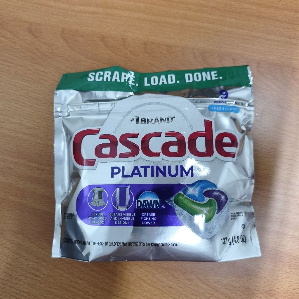 cascade platinum 9 pouch fresh scent dishwasher detergent