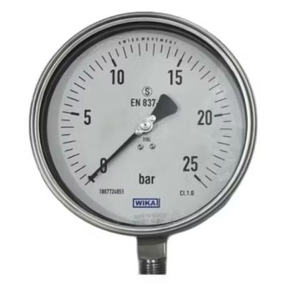 Wika pressure gauge 6 inch SS Bottom 0 - 25 Bar drat 1/2NPT