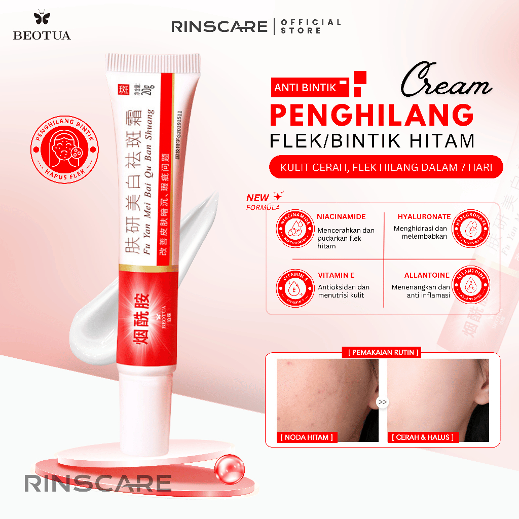 BEOTUA Flek Cream Niacinamide Mengurangi Bintik Hitam Melasma 20gr Bebas Flek Hitam krim Niacinamide
