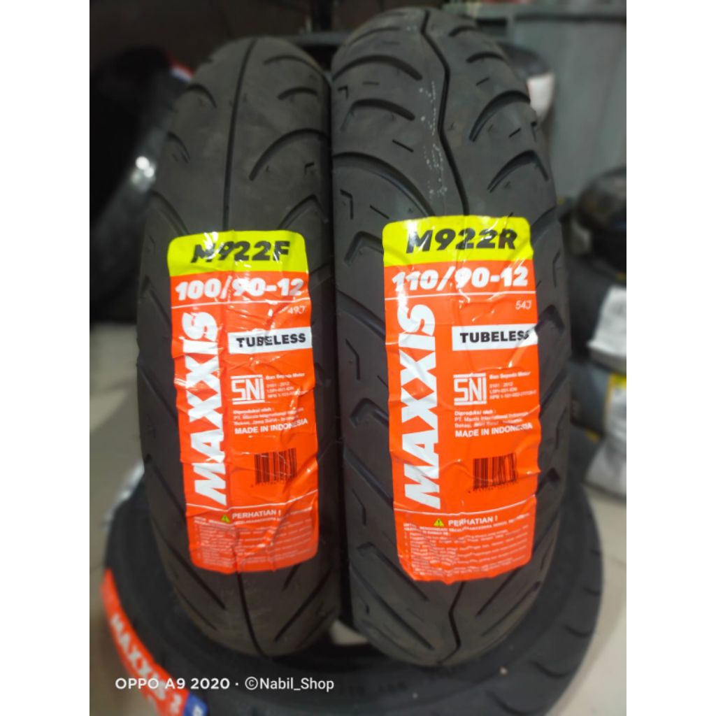 Paket Ban Maxxis M922 100/90-12 & 110/90-12 Tubeless Ban Depan Belakang Scoopy Ring 12